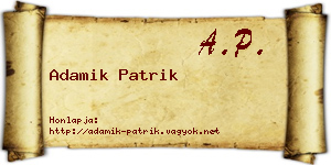 Adamik Patrik névjegykártya